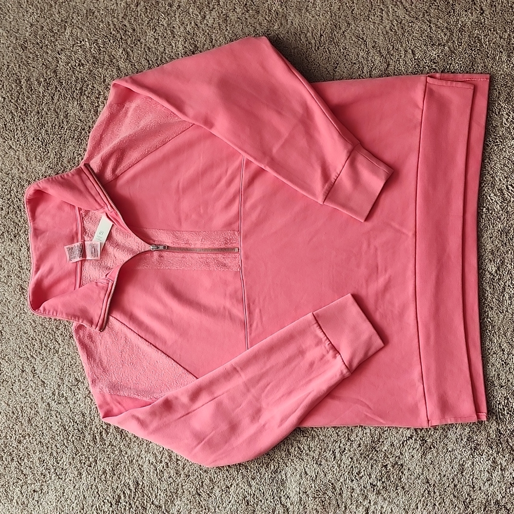 Vs pink quarter zip terrycloth pullover M